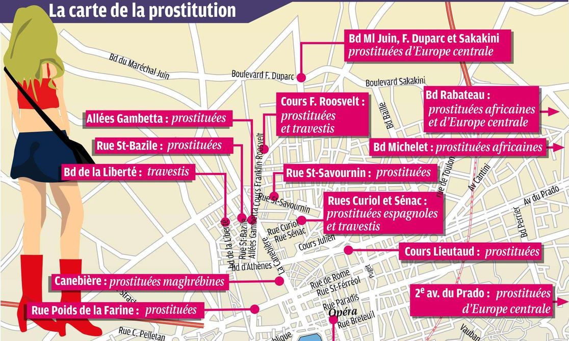 carte de la prostitution à Marseille